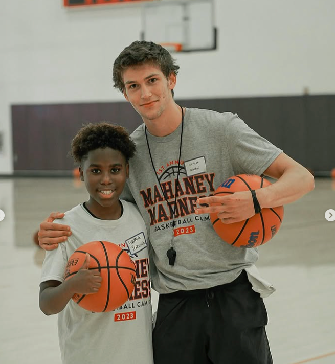 Aidan with a Mahaney Madness camper